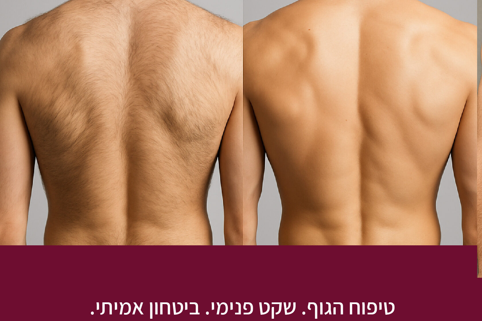 טיפוח הגוף - שקט פנימי - ביטחון עצמי. הסרת שיער בלייזר - צעד אח לגבר שאתה בוחר להיות.